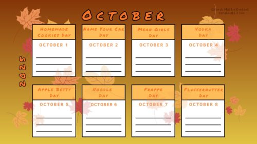 october holidays calendar